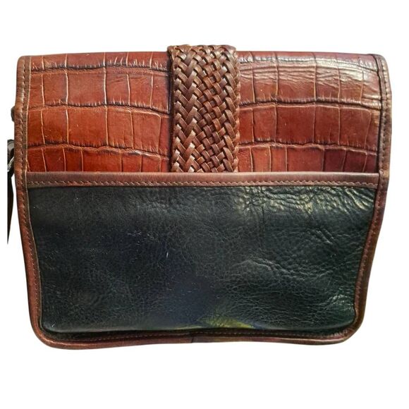 Brighton “Gillian” Organizer Crossbody Bag – Brown Croc Embossed Leather - Picture 3 of 11